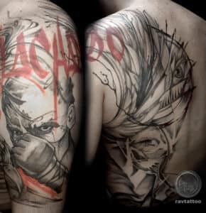tatuaż męski na plecy legionowo